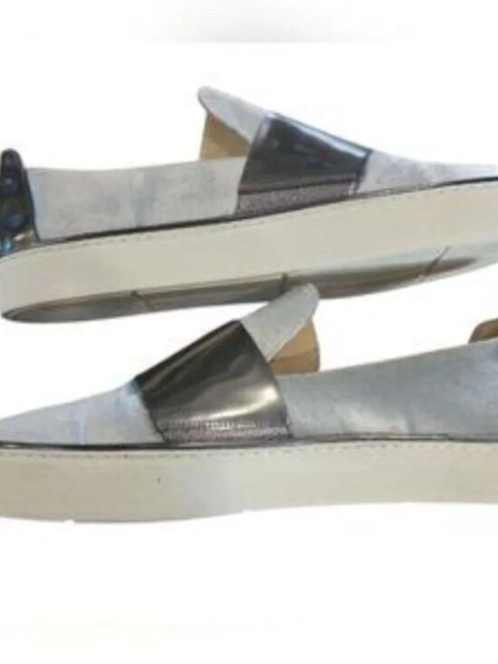Stuart Weitzman Boyband in Argento SZ 9.5 Gray Velvet Gunmetal Band 1
